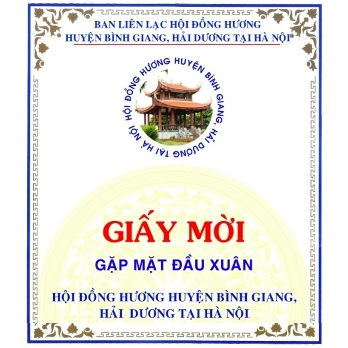 Giấy mời dự Gặp mặt đầu xuân Hội đồng hương huyện Bình Giang, Hải Dương tại Hà Nội